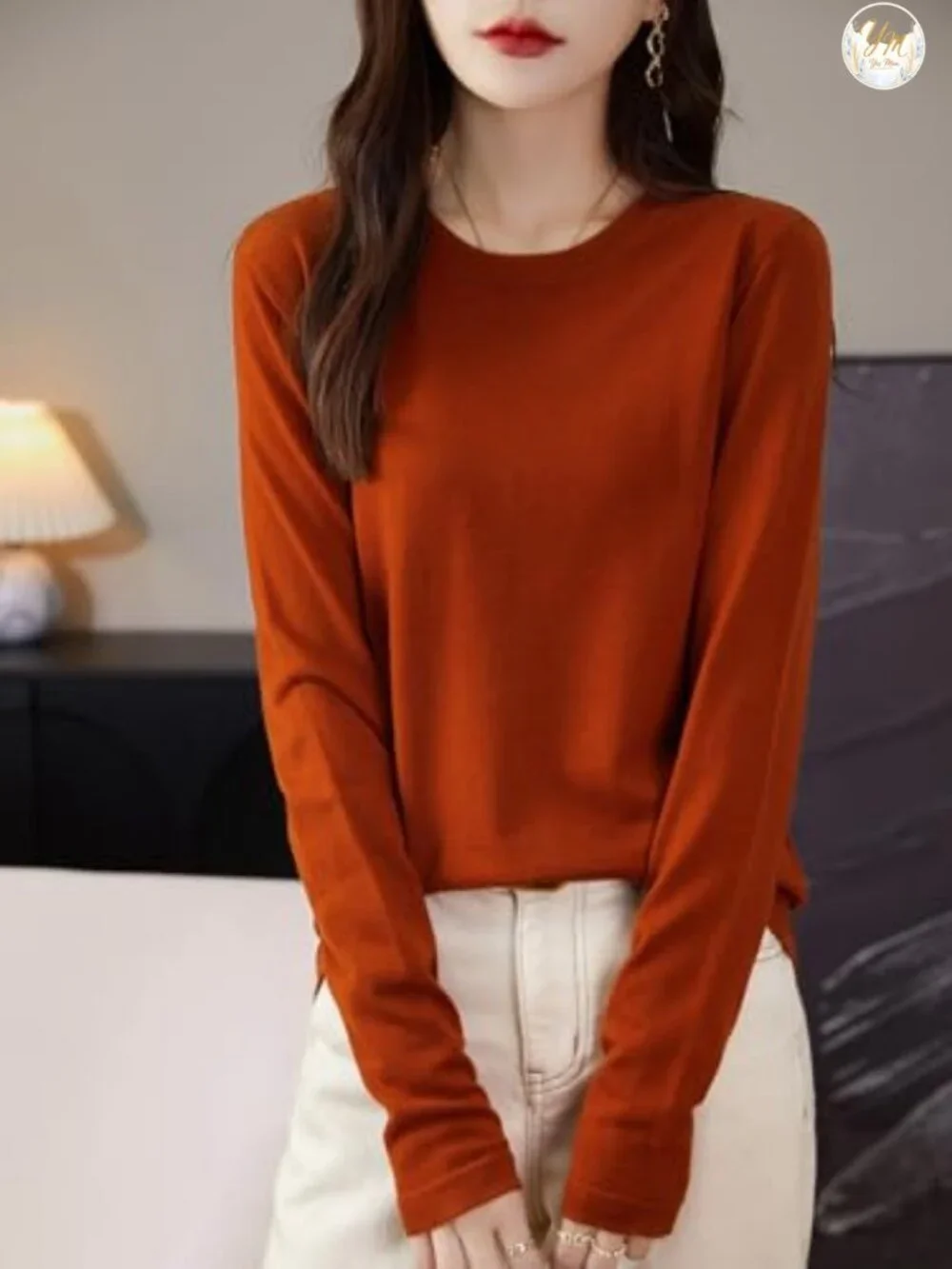 100% Merino Wool Women's Crewneck Long Sleeve Pullover Sweater Base Layer,